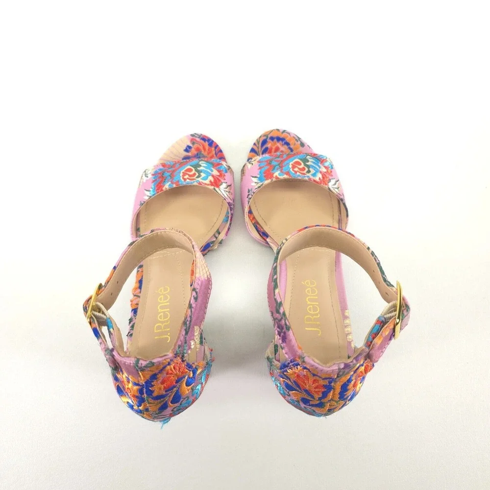 J Renee Flaviana High Heel Pumps Women 6M Floral Peep Toe Strappy Office Siren‎